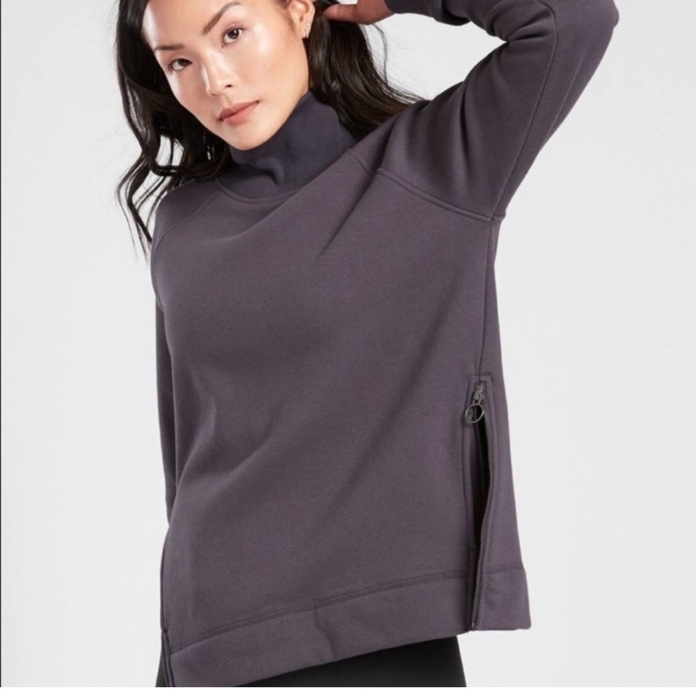 Athleta Cozy Karma Funnel Neck Pullover with Side Zips sz S